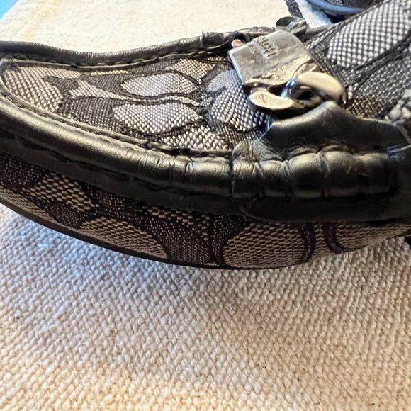 Coach Olive Black Gray Signature Logo Print Canvas Leather Loafer Size 7B - Picture 8 of 15
